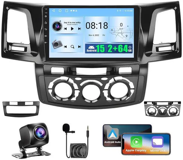 Main image of Android 15 Car Stereo for Toyota Hilux Vigo 2005-2014, 9" Touchscreen Radio | Wireless CarPlay & Android Auto, Mirror Link, WiFi GPS Bluetooth FM, EQ, 2+64G, SWC + Backup Camera