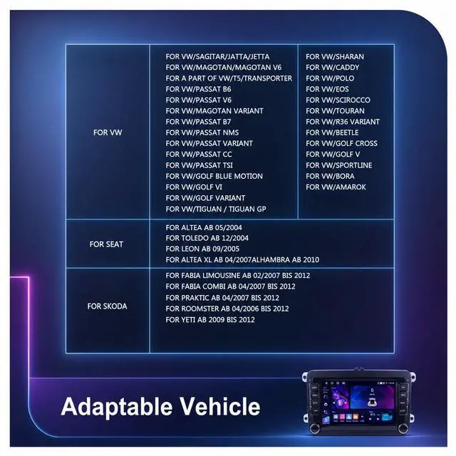 Alt view image 2 of 7 - 4G+64G Android Car Stereo for VW Golf MK5 MK6 Passat Jetta Tiguan T5 EOS Polo with Wireless CarPlay Android Auto, 7 Inch Touchscreen Car Radio GPS WiFi SWC Bluetooth 32EQ Backup Camera