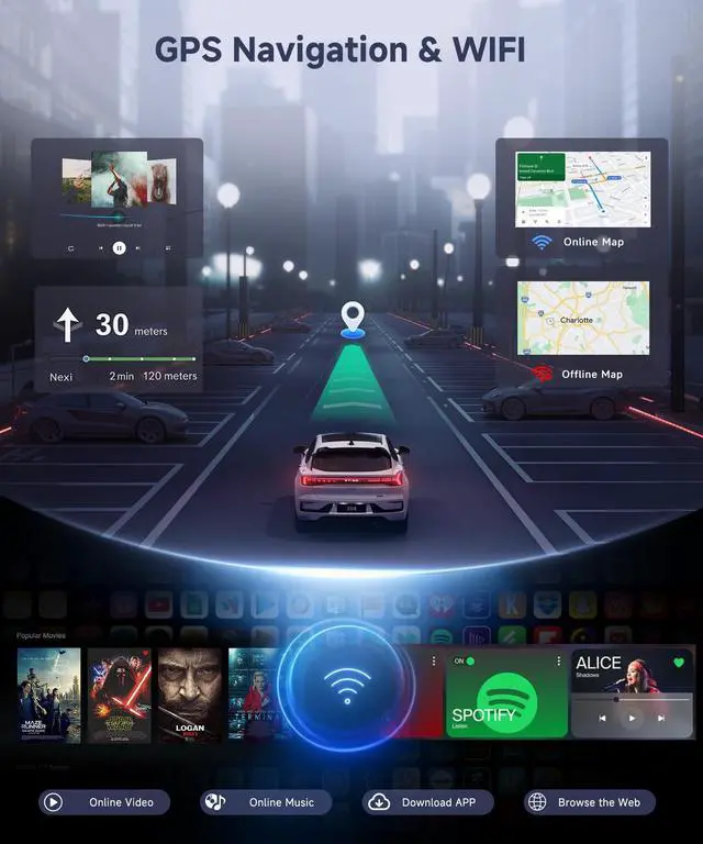 Alt view image 4 of 7 - 4G+64G Android Car Stereo for VW Golf MK5 MK6 Passat Jetta Tiguan T5 EOS Polo with Wireless CarPlay Android Auto, 7 Inch Touchscreen Car Radio GPS WiFi SWC Bluetooth 32EQ Backup Camera