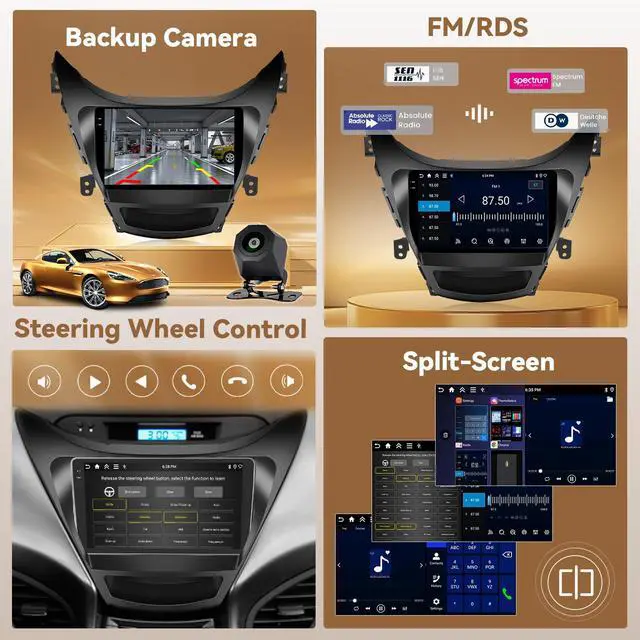 Alt view image 7 of 7 - 4+128G 9'' Android 15 Car Stereo for Hyundai Elantra 2011-2013 | 9'' In-Cell Touchscreen Wireless Carplay Android Auto 5G WiFi Bluetooth Mirror Link GPS SWC FM/RDS/EQ Backup Cam
