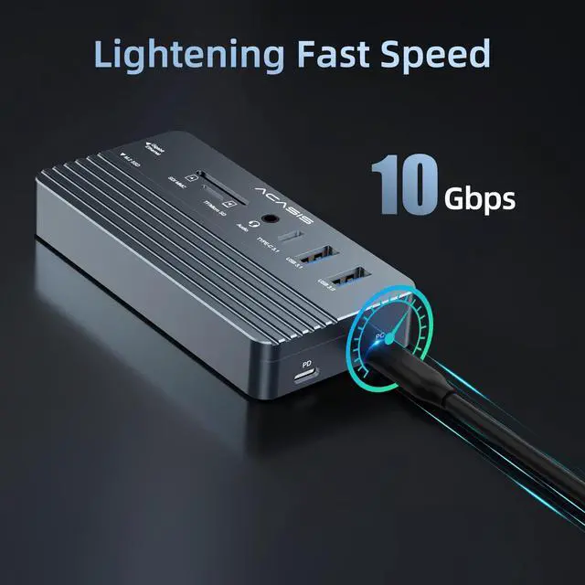 Alt view image 3 of 5 - USB C Laptop Docking Station HDMI 4K60Hz with Nvme Enclosure, 10-in-1 USB C Hub Multiport Adapter with HDMI, PD, Ethernet, SD/TF, 10G USB C/A Ports, Audio, Works for Mac/Dell/HP/Surface