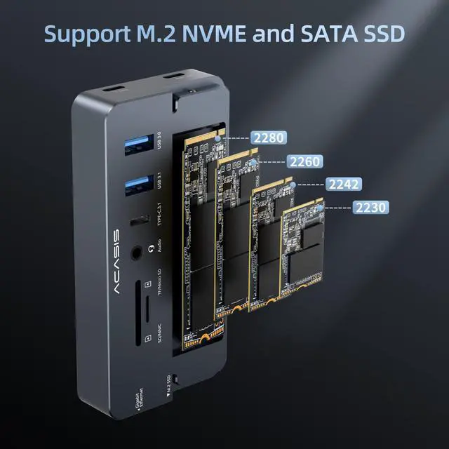 Alt view image 4 of 5 - USB C Laptop Docking Station HDMI 4K60Hz with Nvme Enclosure, 10-in-1 USB C Hub Multiport Adapter with HDMI, PD, Ethernet, SD/TF, 10G USB C/A Ports, Audio, Works for Mac/Dell/HP/Surface
