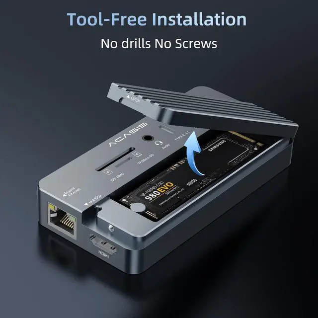 Alt view image 5 of 5 - USB C Laptop Docking Station HDMI 4K60Hz with Nvme Enclosure, 10-in-1 USB C Hub Multiport Adapter with HDMI, PD, Ethernet, SD/TF, 10G USB C/A Ports, Audio, Works for Mac/Dell/HP/Surface