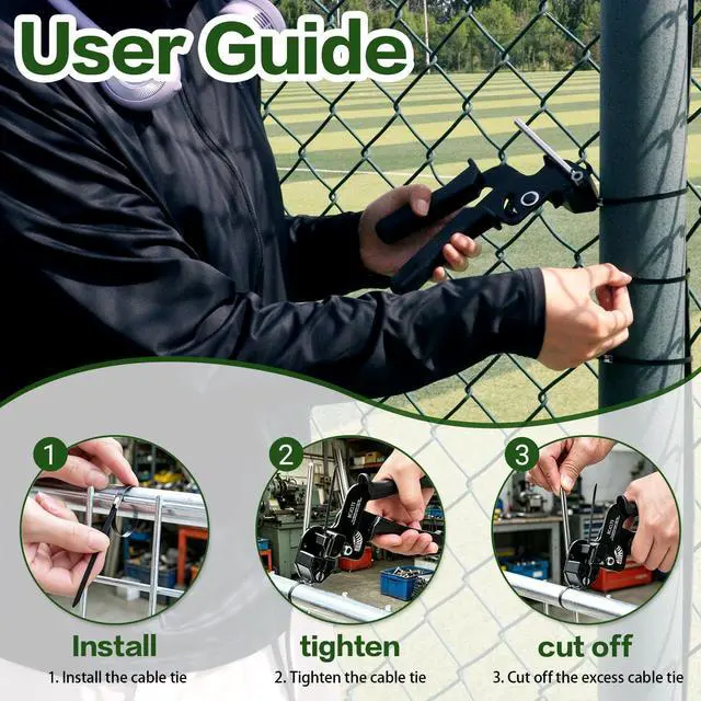 Alt view image 4 of 7 - Metal Zip Ties Gun Kit, with 300pcs Uv Resistant Metal Zip, Heavy Duty Adjustable Fastening Cutting Tie Tool Setsfor Chainlink Fence,Exhaust Pipe, Chicken Coop, Farm Use