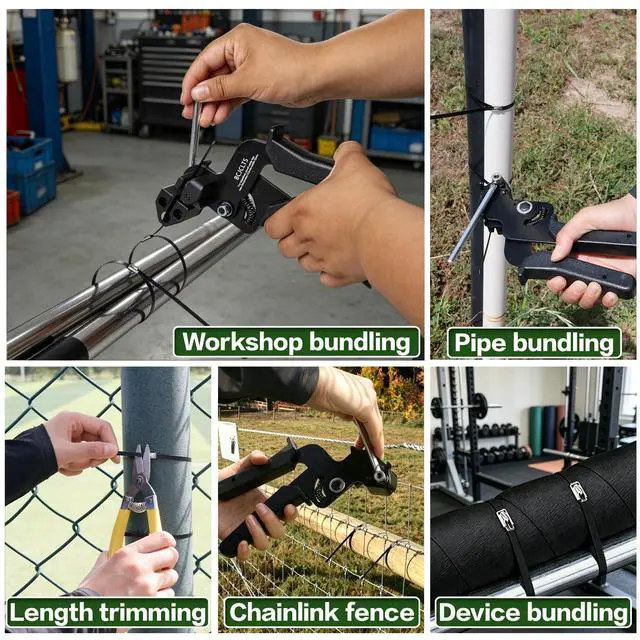 Alt view image 6 of 7 - Metal Zip Ties Gun Kit, with 300pcs Uv Resistant Metal Zip, Heavy Duty Adjustable Fastening Cutting Tie Tool Setsfor Chainlink Fence,Exhaust Pipe, Chicken Coop, Farm Use