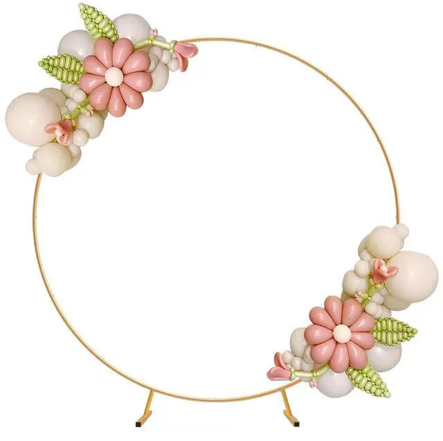 Main image of Metal Round Backdrop Stand Balloon Arch Kit - 6.5ft(2m) Golden Circle Backdrop Stand for Birthday Party Wedding Graduation Photo Background Garden Plants Climbing Vines Decoration