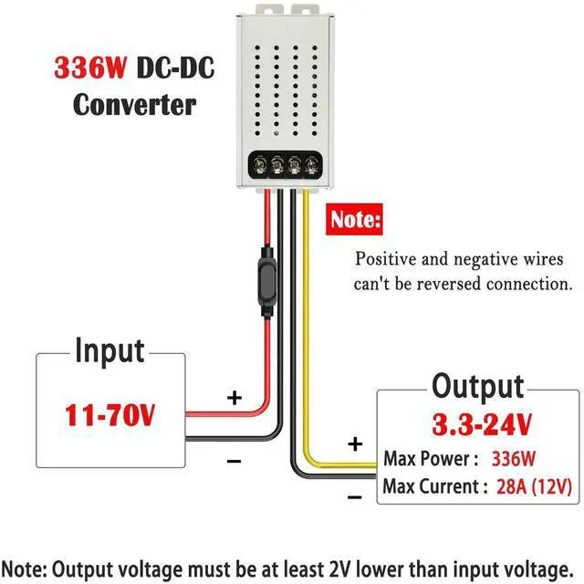 Alt view image 2 of 7 - 48v to 12v Converter Golf cart Step Down Converter 11-70V Input to 3.3V-24V Output 28A 336W Step Down Converter Adjustable dc with Fuse-70V 48V 36V 24 to 12V 3.3V-24V