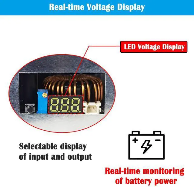 Alt view image 3 of 7 - 48v to 12v Converter Golf cart Step Down Converter 11-70V Input to 3.3V-24V Output 28A 336W Step Down Converter Adjustable dc with Fuse-70V 48V 36V 24 to 12V 3.3V-24V