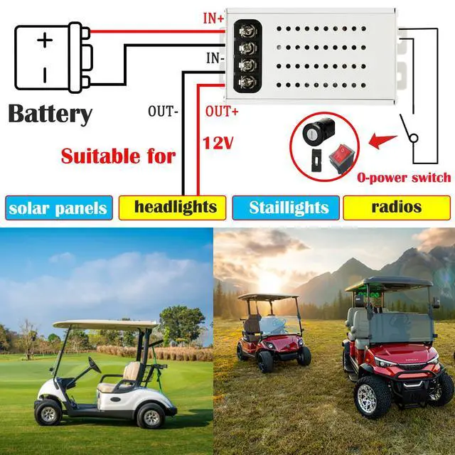 Alt view image 6 of 7 - 48v to 12v Converter Golf cart Step Down Converter 11-70V Input to 3.3V-24V Output 28A 336W Step Down Converter Adjustable dc with Fuse-70V 48V 36V 24 to 12V 3.3V-24V