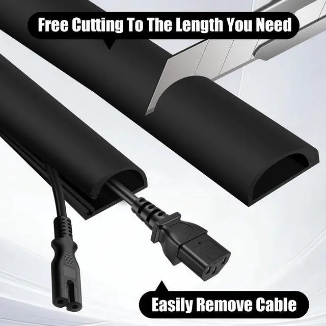 Alt view image 3 of 7 - Wall Cord Hider,Flexible Self-Adhesive Wire Cover,Black,Large -118inch | Flexible Self-Adhesive, Wire Cover, With Tools,Side-Open Cable Raceway, For Mounted TV, Home Theater & Office