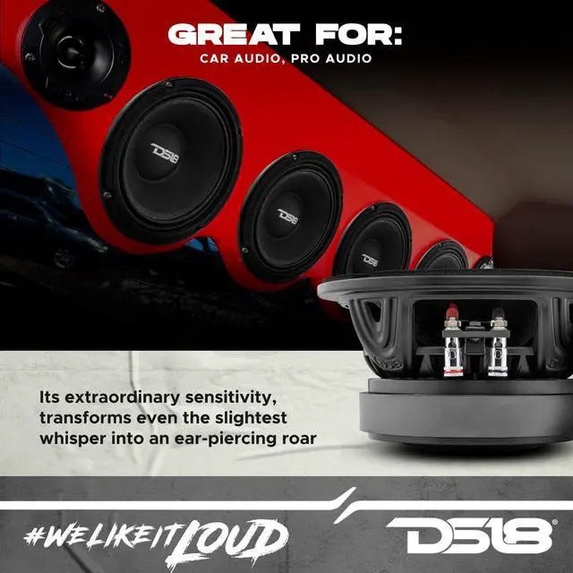 Alt view image 3 of 6 - PRO-EXL64 Loudspeaker - 6.5", Midrange, Red Aluminum Bullet, 600W Max, 300W RMS, 4 Ohms, Ferrite Magnet - for The Peple Who Live and Breathe Car Audio (1 Speaker), New Model