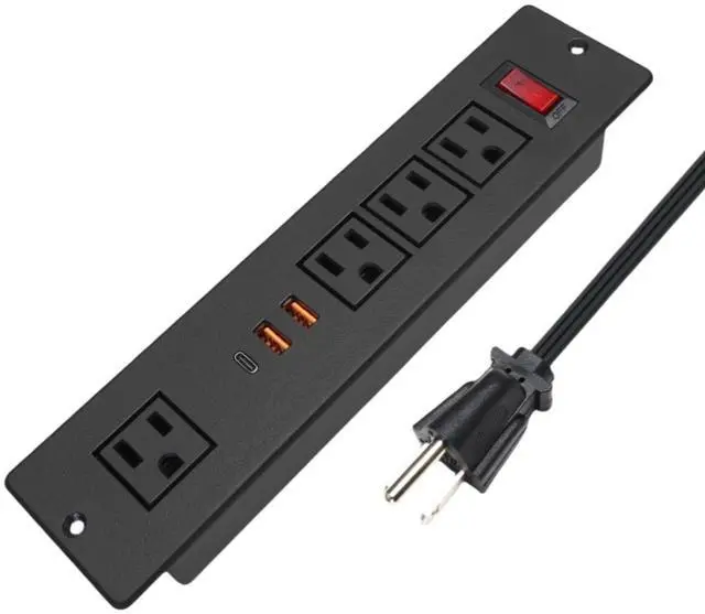 Main image of 20W USB C Recessed Power Strip, Fast Charge Flush Mount Furniture Outlets,Built in Mountable Power Plug for Desk Tabletop Cabinet Drawer Nightstand Black
