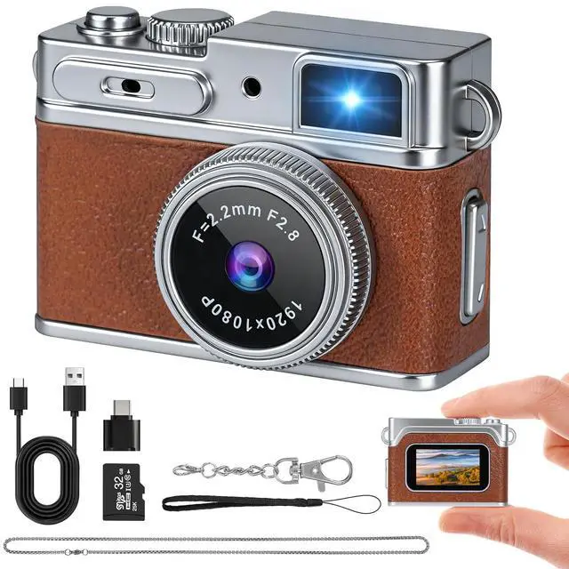 Main image of Mini Keychain Camera - 1080P HD Retro Digital Camera, Compact with 32GB SD Card, 0.96" HD Display, Portable Pocket Video Recorder for Photo Video Travel Recording