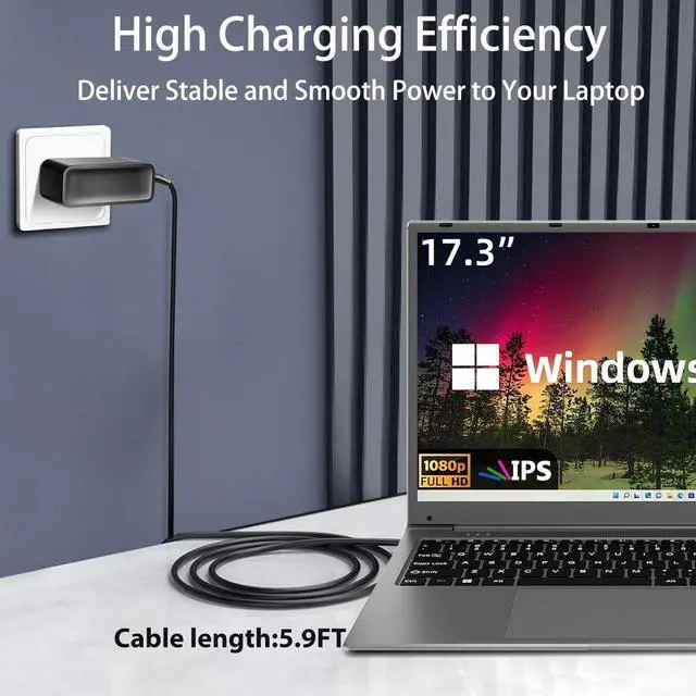 Alt view image 2 of 7 - 12V AC Adapter Charger for SGIN M17 Pro M17Pro M17S 17 Inch 17.3" Windows 11 Laptop Notebook Computer Naclud X15 FUNYET Duetbook 14 NY-01 ApoloSign NJP1561P NJP1561P-02 Power Supply Cord
