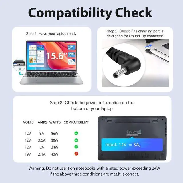 Alt view image 5 of 7 - 12V AC Adapter Charger for SGIN M17 Pro M17Pro M17S 17 Inch 17.3" Windows 11 Laptop Notebook Computer Naclud X15 FUNYET Duetbook 14 NY-01 ApoloSign NJP1561P NJP1561P-02 Power Supply Cord
