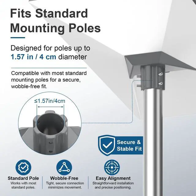 Alt view image 3 of 7 - Starlink Gen 3/4/4X Pole Mount Adapter, Heavy-Duty Aluminum Pipe Mount Kit for Starlink V3/V4 Standard Dish, Secure Weatherproof Roof, RV & Outdoor Installation, Fits 25-40mm Poles, Pole Not Included