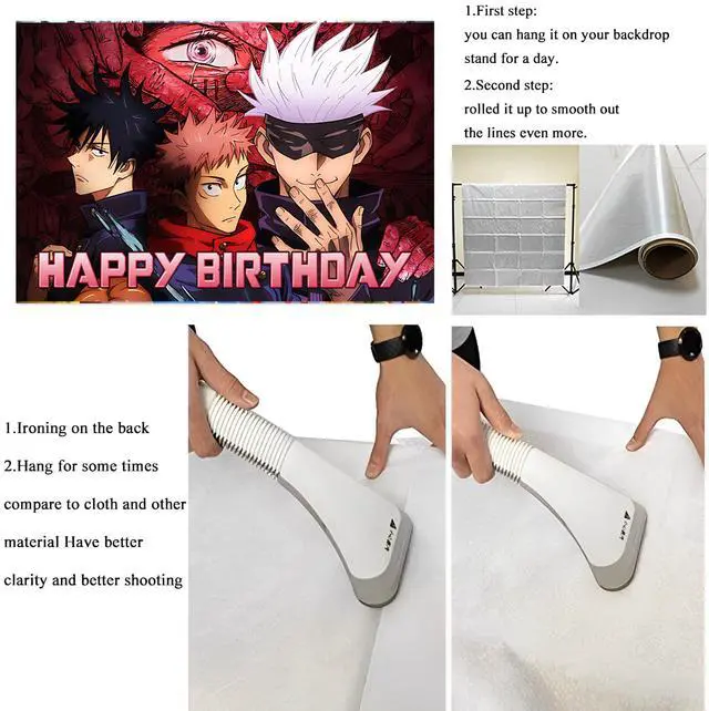 Alt view image 4 of 4 - Cartoon for Jujutsu Manga Kaisen Happy Birthday Backdrop Birthday Party Supplies Kawaii Background for Boys Girls,Happy Birthday Banner Backdrop for Kids Party Decorations(5x3ft)