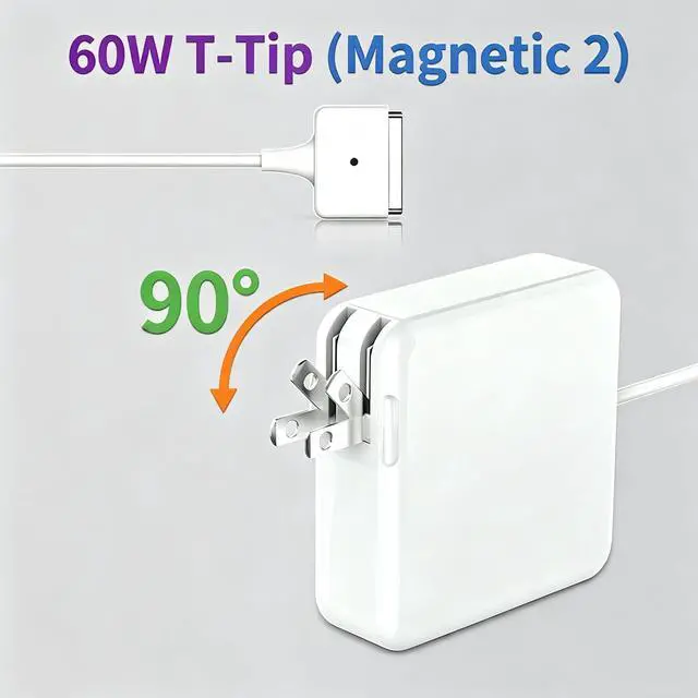 Alt view image 3 of 7 - MacBook Pro/Air Charger 60W Magnetic 2 T-Tip Adapter 11-13 inch 2012-2017 | Fits A1465 A1466 A1502 A1425 MacBook Pro/Air. Multi-protection charger for 2012-2017 T-Tip port laptops
