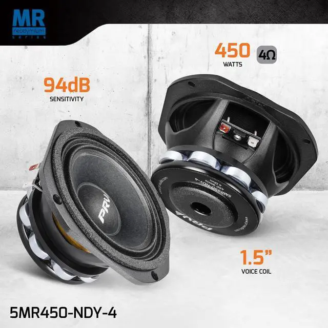 Alt view image 2 of 6 - 5MR450-NDY-4, 5 Inches Midrange Speaker, High End Neodymium Magnet, 4 Ohm, 450 Watts, Pro Audio Loudspeaker (Single)
