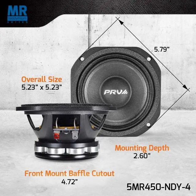 Alt view image 3 of 6 - 5MR450-NDY-4, 5 Inches Midrange Speaker, High End Neodymium Magnet, 4 Ohm, 450 Watts, Pro Audio Loudspeaker (Single)