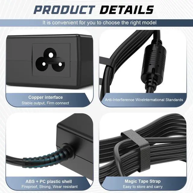 Alt view image 5 of 7 - AC Adapter Charger for hp 2000 Laptop Charger for Compaq Presario 2210B 2510P CQ40 CQ45 CQ50 CQ56 CQ56-115DX CQ60 CQ60Z Power Cord