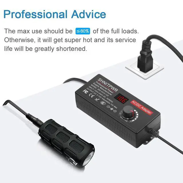 Alt view image 7 of 7 - 3.5V - 12V Power Supply 10A 120W AC to DC Adapter DC 4V 4.5V 5V 6V 7V 8V 9V 10V 12V Voltage Adjustable Universal Power Converter Transformer 100-240V AC in with 14 Tips & Polarity Converter