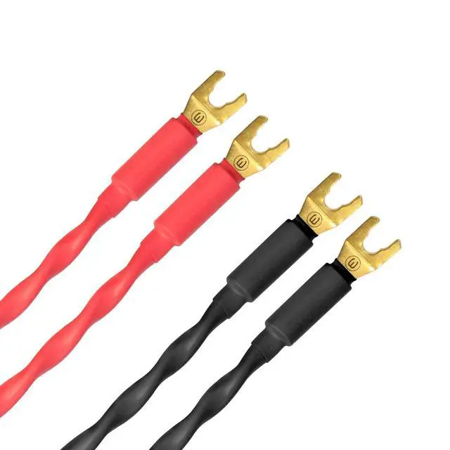 Alt view image 6 of 6 - 4 Units - 6 Inch - Canare 4S11 Audiophile Grade - 11AWG - HiFi Speaker Jumper Cable Terminated with Gold Spade Connectors
