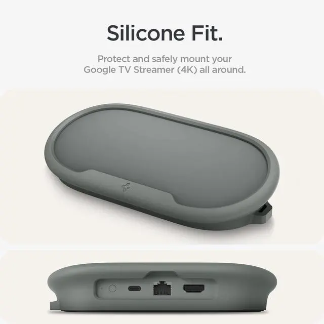 Alt view image 2 of 7 - for Google TV Streamer Case, Drill-Free Mount, Silicone Fit | Wall/TV Hanger, Protection Case with Lanyard - Hazel