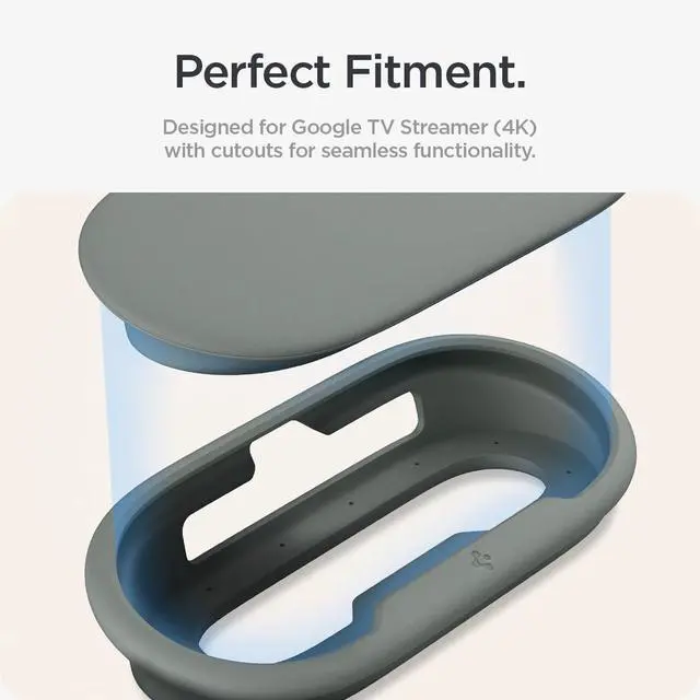 Alt view image 7 of 7 - for Google TV Streamer Case, Drill-Free Mount, Silicone Fit | Wall/TV Hanger, Protection Case with Lanyard - Hazel