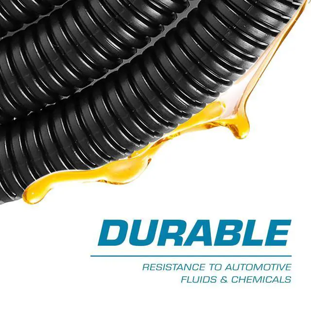 Alt view image 4 of 7 - 1/2" x 100 ft Split Wire Loom (LM-12-100 BLK), Flexible, Chemical-Resistant Protective tubing for Automotive, Home, and Industrial Wires, Prevents wear and organizes Cables