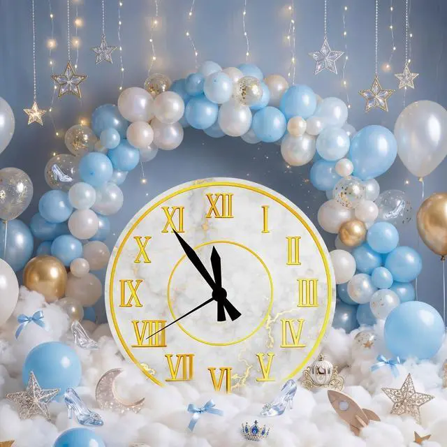 Alt view image 6 of 7 - 1pcs 4ft Blue Princess Clock Backdrop Plastic Corrugated Board Midnight Magic Blue Princess Party Decor Waterproof Standee Backdrop for Women Birthday Baby Shower Wedding Party Photo Prop