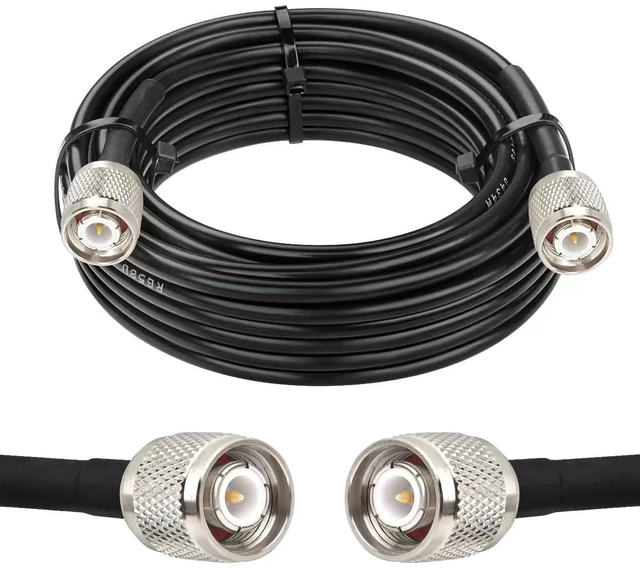 Main image of TNC Male to TNC Male Coax Cable 25FT, 50 Ohm RG58 Coaxial Cable with TNC Connectors for GPS Navigation Antenna,RTK Surveying Antenna,Wireless mic System