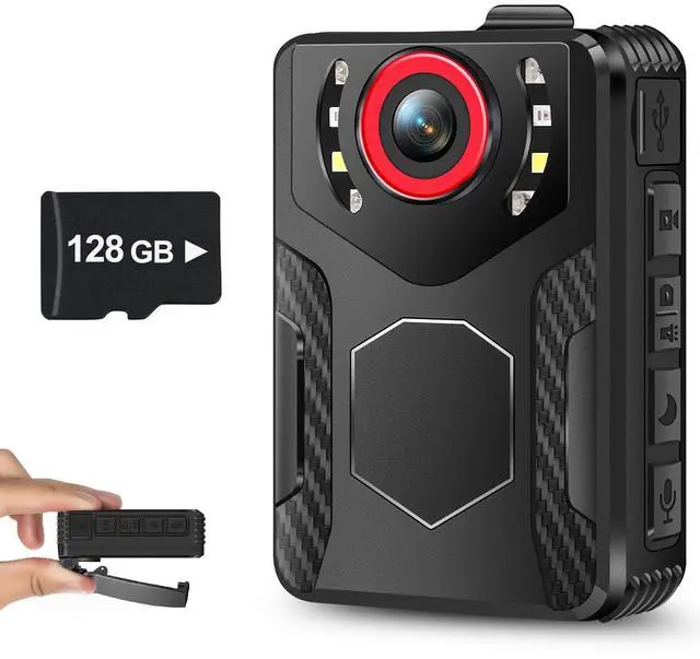 Main image of Body Camera with Audio and Video Recording: 1080P FHD Body Cam, 128GB Wearable Pocket Camera, Night Vision, 10HR Battery, 2.0" Screen Bodycam for Work, Outdoor, Travel, Fishing, Pet Walking