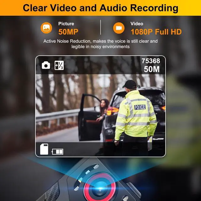 Alt view image 3 of 7 - Body Camera with Audio and Video Recording: 1080P FHD Body Cam, 128GB Wearable Pocket Camera, Night Vision, 10HR Battery, 2.0" Screen Bodycam for Work, Outdoor, Travel, Fishing, Pet Walking