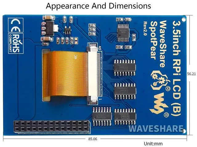 Alt view image 7 of 7 - 3.5" Resistive Touch Screen IPS LCD 480x320, XPT2046 Controller, Compatible with Raspberry Pi 5/4B/3B+/3B/2B/A+/B+/Zero W/Zero 2W