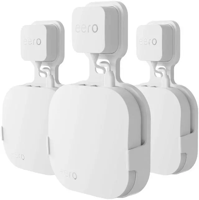 Main image of Outlet Wall Mount Holder for eero Pro (White(3 Pack)) | Built-in Cord Storage; Tool-free Outlet Mounting; Wall Mounts Only, Compatible with Eero Pro Routers and Power Adapters