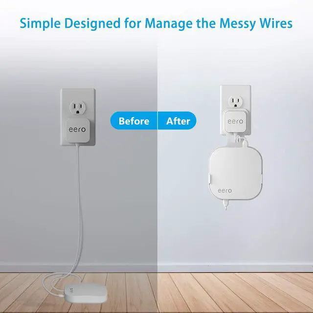 Alt view image 4 of 7 - Outlet Wall Mount Holder for eero Pro (White(3 Pack)) | Built-in Cord Storage; Tool-free Outlet Mounting; Wall Mounts Only, Compatible with Eero Pro Routers and Power Adapters