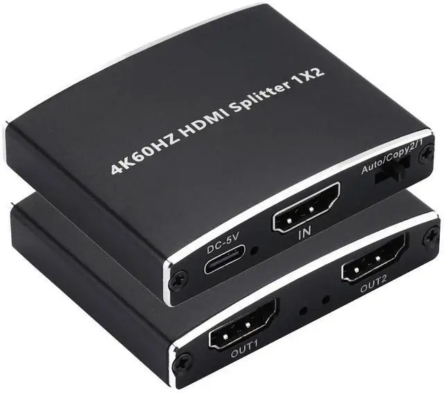 Main image of 2026 Upgraded 4K@60Hz HDMI 2.0b Splitter 1 in 2 Out, 4K HDMI Splitter Duplicate Only, Support 18Gbps HDCP2.2 HDR 3D Dolby Vision, Compatible with TV Box, PS5, DVD Player