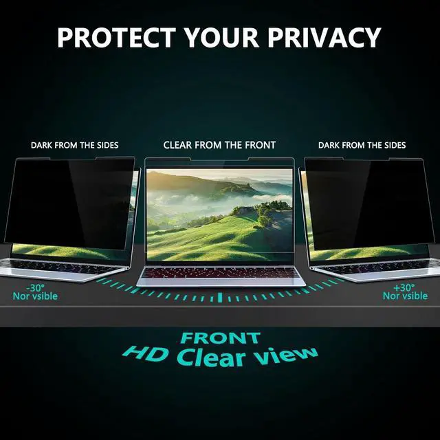 Alt view image 4 of 7 - Magnetic Laptop privacy screen 14 inch for 16:9 Widedisplay | Removable Laptop Privacy Screen Shield Anti Glare Blue Light Filter Compatible with HP/Dell/Acer/Lenovo/Asus