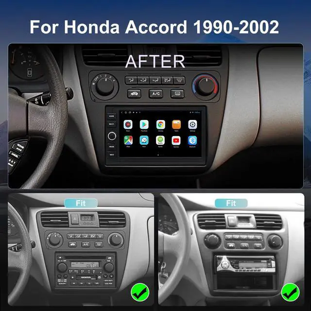 Alt view image 2 of 6 - QLED Radio for Honda Accord 1996 1997 1998 1999 2000 2001 2002 Upgrade,Touch Screen Stereo Replacement,Wireless carplay Android auto,Free Camera