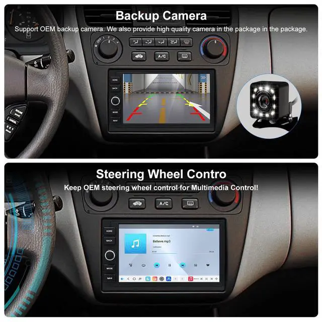 Alt view image 5 of 6 - QLED Radio for Honda Accord 1996 1997 1998 1999 2000 2001 2002 Upgrade,Touch Screen Stereo Replacement,Wireless carplay Android auto,Free Camera