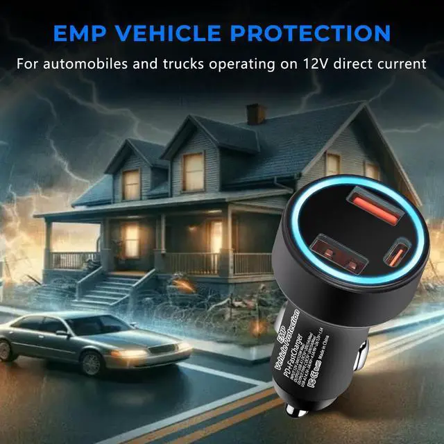 Alt view image 2 of 7 - EMP Vehicle Protection, Equipped with Additional USB Sockets, Suitable for 12-Volt DC in Cars and Trucks, Providing Protection Against Solar Flares & Power Surges
