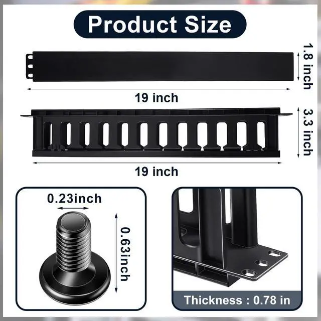 Alt view image 3 of 7 - 4 Pcs 1U Rack Cable Management Sleeves Horizontal Mount Cable 12 Slot Management Clips Rack with Panel Cover 19 Inch for Wall Shelf Mount