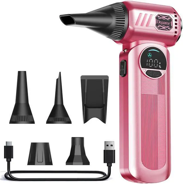 Main image of Compressed Air Duster, 150000RPM Electric Air Duster with 6 Nozzles, Adjustable Speed, LED Light & 8000mAh Battery, Rechargeable Cordless Turbo Air Blower for Keyboard, PC, Car &Home Cleaning