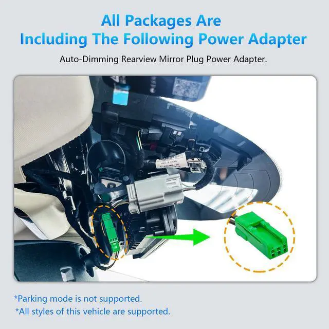 Alt view image 4 of 7 - Dashcam Power Adapter 3 Pin (Model A) Custom for Volvo XC40 XC60 XC90 S60 V60 C40 and More,Hide The Wires, GPS Radar Mirror Camera Dash Cam Adapter Cable, Connects to Rearview Mirror (Hidden)