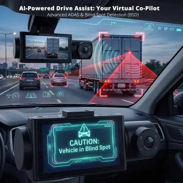 Alt view image 5 of 7 - 3 Channel Dash Cam 4K+2K+2K, 170° Ultra Wide Angle Triple Car Camera, Pro Night Vision, 5GHz High-Speed WiFi (2.4X Faster), GPS, G-Sensor, 24H Parking Mode, 64GB Card Included