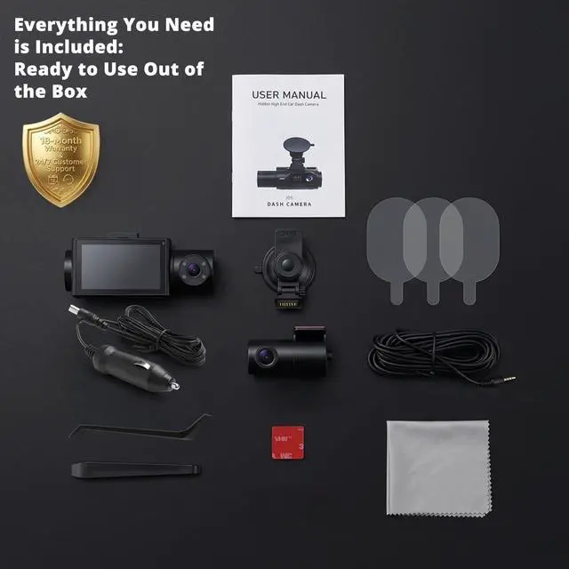 Alt view image 7 of 7 - 3 Channel Dash Cam 4K+2K+2K, 170° Ultra Wide Angle Triple Car Camera, Pro Night Vision, 5GHz High-Speed WiFi (2.4X Faster), GPS, G-Sensor, 24H Parking Mode, 64GB Card Included