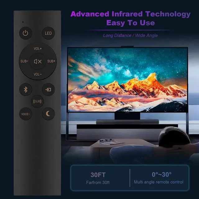 Alt view image 5 of 7 - 1067744 Remote Replacement Compatible with KLIPSCH Sound Bar BAR 40 R-4B II | RSB-11 RSB-14 R4BII R-4BII R-4B-II-NA