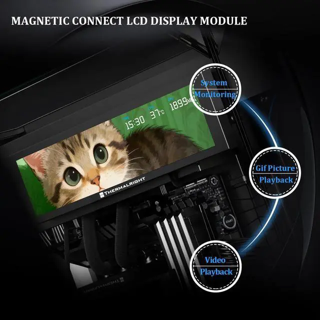 Alt view image 6 of 6 - Trofeo Vision LCD Black,9.16 Inch Magnetic IPS Screen,1920x480 Resolution,Removable in Every Corner of the Chassis,Water-Cooled Radiator Exclusive Screen