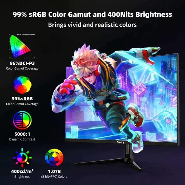 Alt view image 4 of 7 - 32 inch 2K 170Hz Gaming Monitor, Fast IPS 1ms QHD (2560 x 1440) Monitor FreeSync98% sRGBVESA Compatible, DisplayPort HDMI, Black